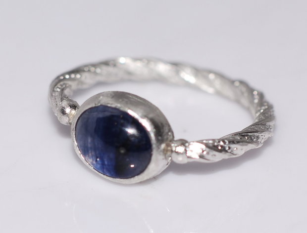 Inel argint 925 cu safir, inel rasucit, inel logodna, inel mic, inel marimea 50