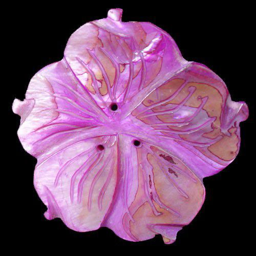9440 - Pandantiv, scoica sculptata manual, colorata, floare, 48x46x5mm