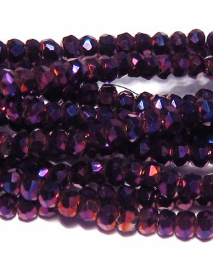 Cristale din sticla, rondelle, 2.5x2 mm, electroplacate, purple