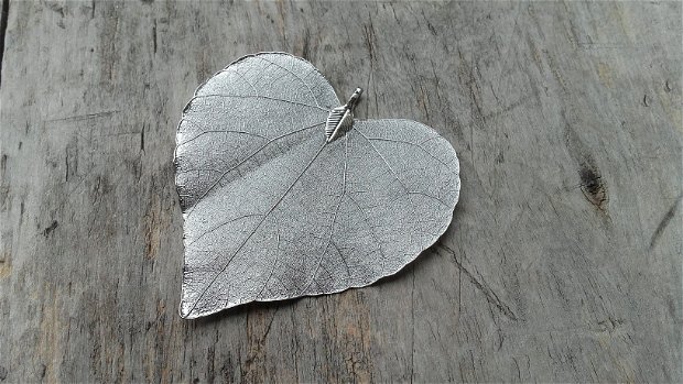Pandantiv frunza argintie, 80x70mm