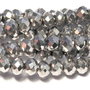 Cristale din sticla, rondelle, 2.5x2 mm, electroplacate, argintiu inchis