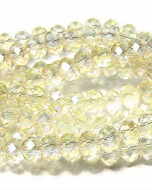 Cristale din sticla, rondelle, 2.5x2 mm, electroplacate, galben deschis
