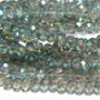 Cristale din sticla, rondelle, 2.5x2 mm, electroplacate, verzi
