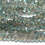Cristale din sticla, rondelle, 2.5x2 mm, electroplacate, verzi