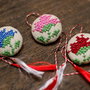 Set 3 martisoare cu broderie manuala pe panza taraneasca