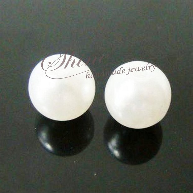 Perle albe din acril, 9.5~10mm
