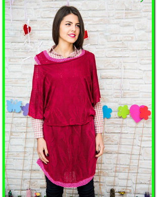 rochie grena , tricotata ,chic ,trendy