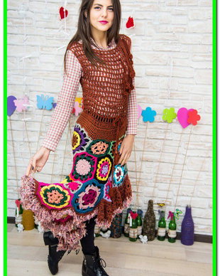 rochie hippie crosetata , f colorata , vesela