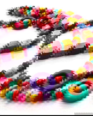 Colier lung din Howlite vesel colorat - CO187 - colier boho chic, cadou pentru ea, colier multicolor