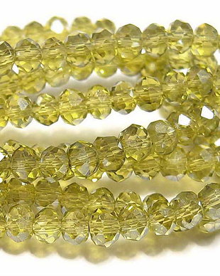Cristale din sticla, rondelle, 3x2 mm, electroplacate, vernil