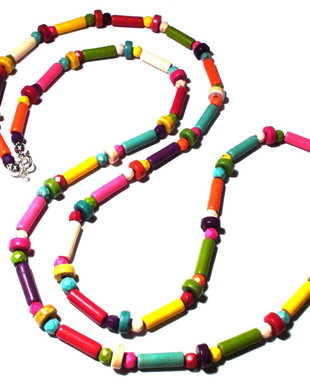 Colier lung sau bratara wrap din Howlite vesel colorat - BR203 - colier pietre semipretioase, bratara multisir, cadou pentru ea, colier multicolor, bratara multicolora, colier boho chic