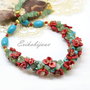 Set colier si cercei  -Fleurs en rouge
