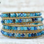 Bratara wrap cu snur de piele si agate ''Dive Deep''