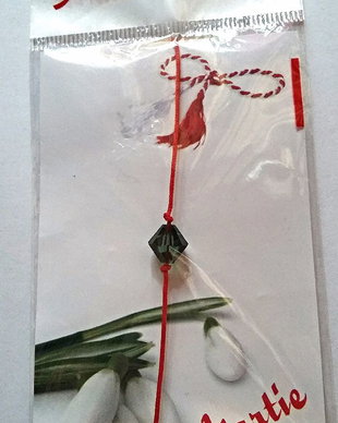 Bratara șnur martisor cu piatra Swarovski Bicone