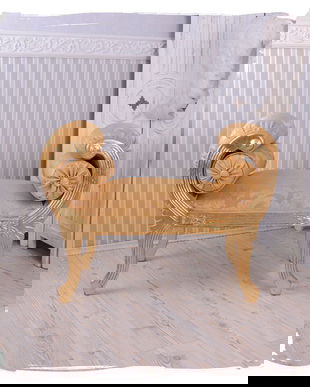 BANCA BAROC DIN LEMN  AURIU CU TAPITERIE DE MATASE