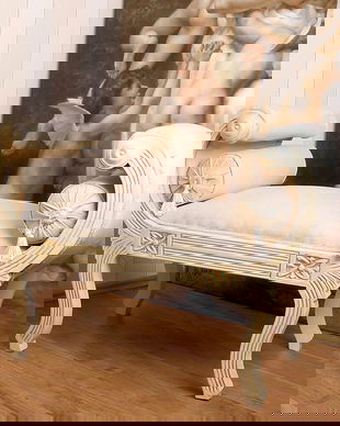 BANCA BAROC DIN LEMN ALB CU TAPITERIE ALBA