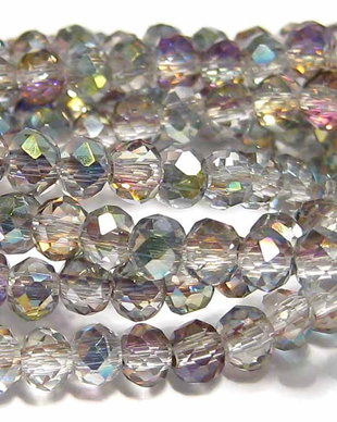 Cristale din sticla, rondelle, 3x2 mm, AB
