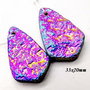 9444 - (2buc) Pandantive, agata druzy, titanium / peacock, 33x20x6mm