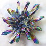 9445 - Cabochon, cristale cuart druzy, titanium, peacock, 74x71x25mm