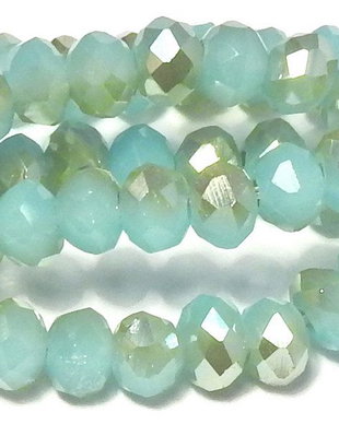 Cristale din sticla, rondelle, 3x2 mm, opace, turcoaz