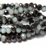 Cristale din sticla, rondelle, 3x2 mm, opace, AB, gri cu negru