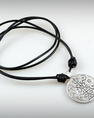 Colier din piele si argint ''Saturn''