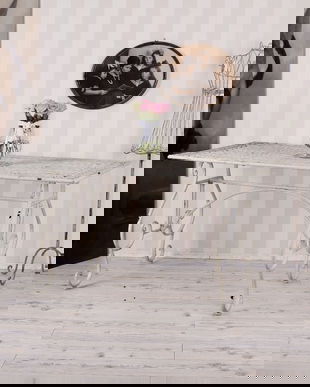 MASA DREPTUNGHIUALARA DIN FIER FORJAT ANTIK WHITE