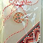 Brosa martisor cabochon sticla motive traditionale, model 2