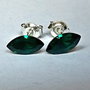 Cercei argint cu piatra Swarovski Fancy Stone Emerald 8x4mm