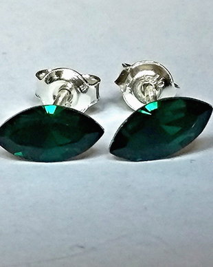 Cercei argint cu piatra Swarovski Fancy Stone Emerald 8x4mm