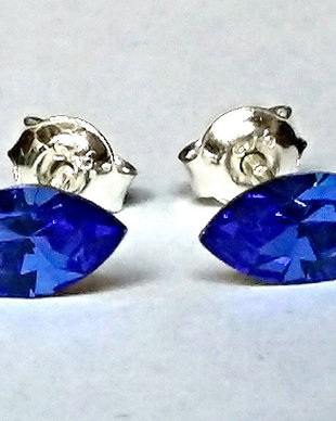 Cercei argint cu piatra Swarovski Fancy Stone Safir 8x4mm