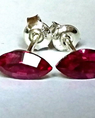 Cercei argint cu piatra Swarovski Fancy Stone Fucsia 8x4mm