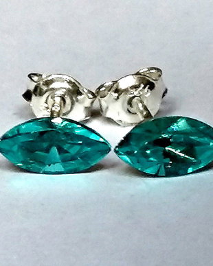 Cercei argint cu piatra Swarovski Fancy Stone Turcoaz  8x4mm