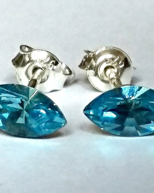 Cercei argint cu piatra Swarovski Fancy Stone Aquamarine 8x4mm