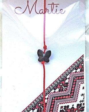 Bratara snur martisor cu piatra Swarovski Fluture Jet