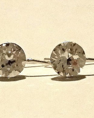 Cercei argint 925 cu tortițe si piatra Swarovski Chaton 7mm Crystal
