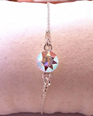 Bratara argint cu link Chaton 8mm Crystal AB