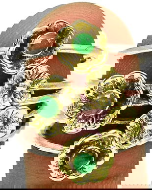 Ag410 Vf - Inel, argint 925, radacina de smarald