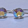 Cercei argint 925 cu piatra Swarovski Chaton 6mm Crystal AB