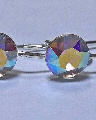 Cercei argint 925 cu piatra Swarovski Chaton 6mm Crystal AB
