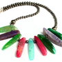 Colier statement din Argint 925, Pirita si Agate multicolore  CO211.4 - colier pietre semipretioase, colier ocazie, cadou pentru sotie, mama, colier multicolor