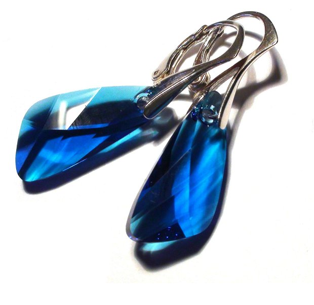 Cercei mari din Cristale Swarovski wing - CE143.4 - cercei albastri, cadou pentru ea, cadou romantic, cercei ocazie, cercei casual