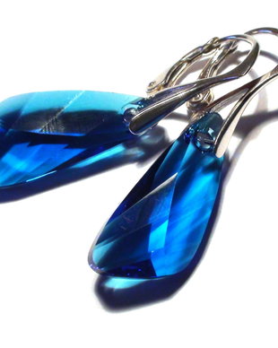 Cercei mari din Cristale Swarovski wing - CE143.4 - cercei albastri, cadou pentru ea, cadou romantic, cercei ocazie, cercei casual