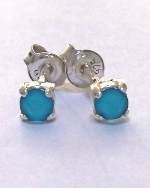 Cercei argint 925 tip gheara cu piatra Swarovski Chaton 3mm Crystal Azure Blue