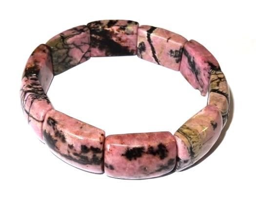 Bratara elastica din Rodonit roz negru - BR304 - bratara eleganta, bratara casual, bratara pietre semipretioase cadou pentru ea, cadou romantic