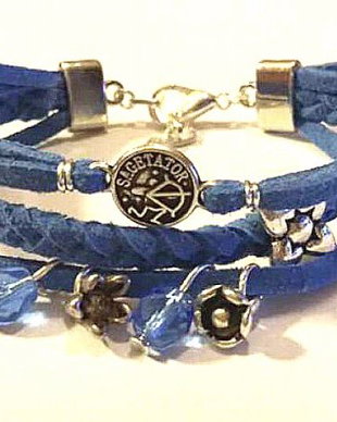 Bratara snur faux suede cu link semn zodiacal sagetator