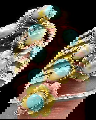 Ag421 - Inel, argint 925, larimar dominican, flori