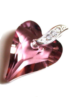 Pandantiv mov din Cristale Swarovski inima si argint 925 - PA352.1 - Colier casual delicat, colier elegant, colier romantic inima, colier cristale mov