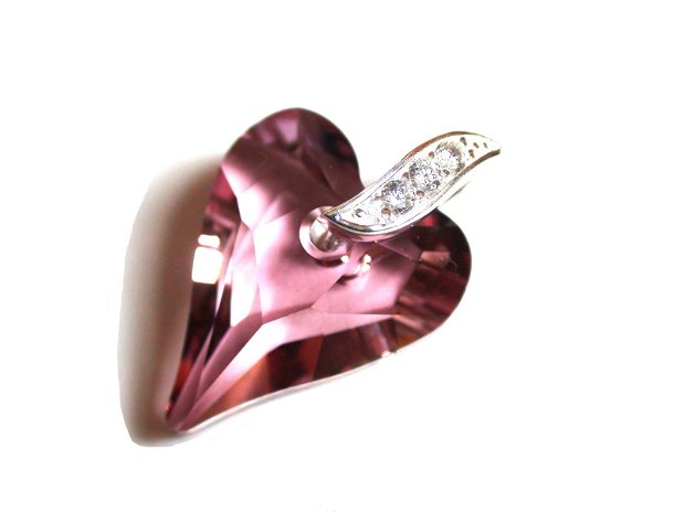 Pandantiv mov din Cristale Swarovski inima si argint 925 - PA352.1 - Colier casual delicat, colier elegant, colier romantic inima, colier cristale mov