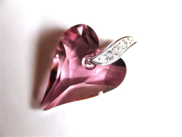 Pandantiv mov din Cristale Swarovski inima si argint 925 - PA352.1 - Colier casual delicat, colier elegant, colier romantic inima, colier cristale mov